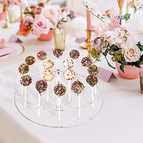 YestBuy Cake Pop Display Stand, 16 Hole Cake Pop Holder, Lollipop Holder for Weddings, Birthday Parties, Anniversaries Gift, Candy Decorative (Clear)