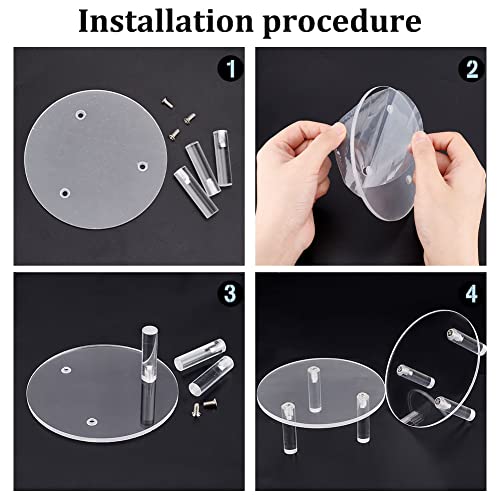 FINGERINSPIRE 2 Packs Clear Acrylic Jewelry Display Riser 3.9x1.9inch Round Acrylic Cake Stand 3-Leg Display Riser Assembled Transparent Display Holder for Jewelry Action Figure Showing