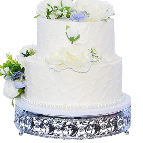 12 in Cake Stand Metal Cupcake Stands Dessert Display Plate for Wedding Party Birthday (Silver)