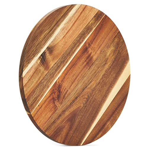 Round Acacia Wood Cake Stand for Wedding, Wooden Serving Platter for Appetizers and Desserts (12.75 in)