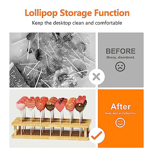 MinBoo Bamboo Cake Pop Stand, 21 Hole Pure Natural Bamboo Cakepops Display Stand, for Weddings, Baby Showers, Birthday, Party