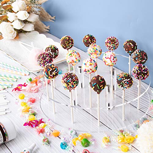 YestBuy Cake Pop Display Stand, 16 Hole Cake Pop Holder, Lollipop Holder for Weddings, Birthday Parties, Anniversaries Gift, Candy Decorative (Clear)