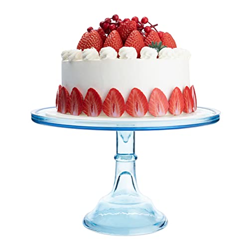 Colorful Glass Footed Crystal Cake Stand 12" Large Pretty Cake Stand, Stands for Dessert Table, Wedding, Baby Shower, Serving Trays for Party or Brunch Decorations, Cake Plate Serving Platter