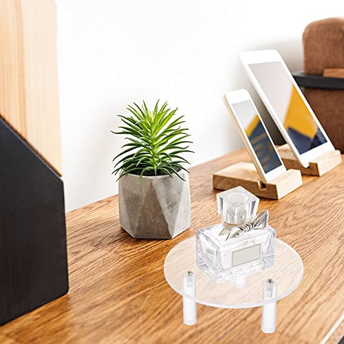 FINGERINSPIRE 2 Packs Clear Acrylic Jewelry Display Riser 3.9x1.9inch Round Acrylic Cake Stand 3-Leg Display Riser Assembled Transparent Display Holder for Jewelry Action Figure Showing