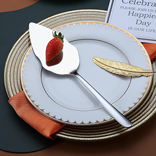 Wedding Cake Knife and Server Set, Stainless Steel Cake Cutting Set for Wedding, Include Cake Cutter and Cake Server for Wedding, Parties, Activities, Family, Dishwasher Safe (Shiny Silver)