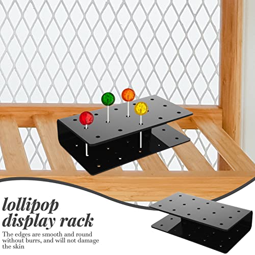 Luxshiny Desktop Stand Acrylic Lollipop Holders Cake Stands 15 Holes Candy Lollipop Display Holders Clear Cake Lollipop Stands Holder (Black) Cake Pops