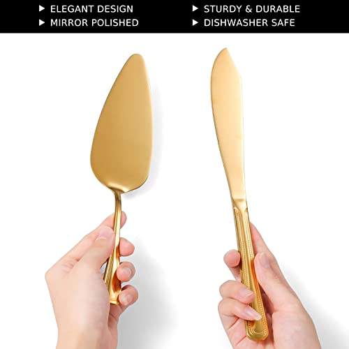 ERVILO Cake Knife and Server Set, Cake Serving Set, Cake Pie Pastry Servers, Stainless Steel Cake Cutting Set Perfect For Birthday, Wedding, Parties and Events.