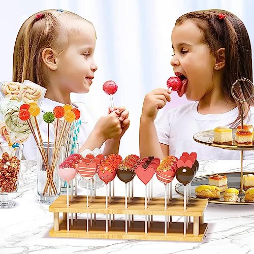 MinBoo Bamboo Cake Pop Stand, 21 Hole Pure Natural Bamboo Cakepops Display Stand, for Weddings, Baby Showers, Birthday, Party