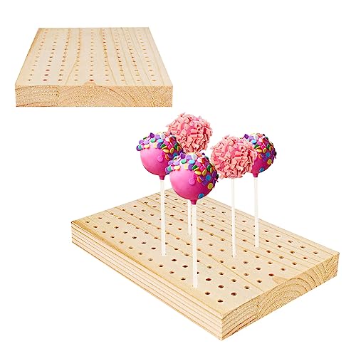 ZAORD 2 Pcak Wooden Cake Pop Stand, 126 Holes Rectangular Cake Pop Holder, Lollipop Cake Stands for Party, Weddings, Baby Showers, Anniversaries Gift