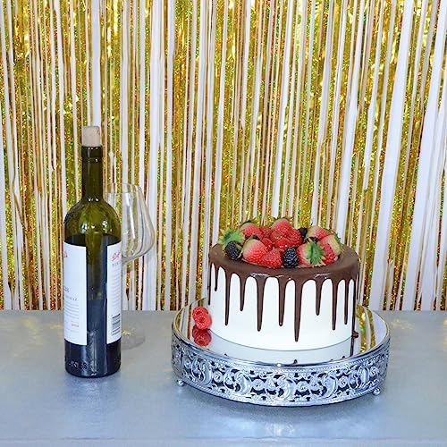 12 in Cake Stand Metal Cupcake Stands Dessert Display Plate for Wedding Party Birthday (Silver)