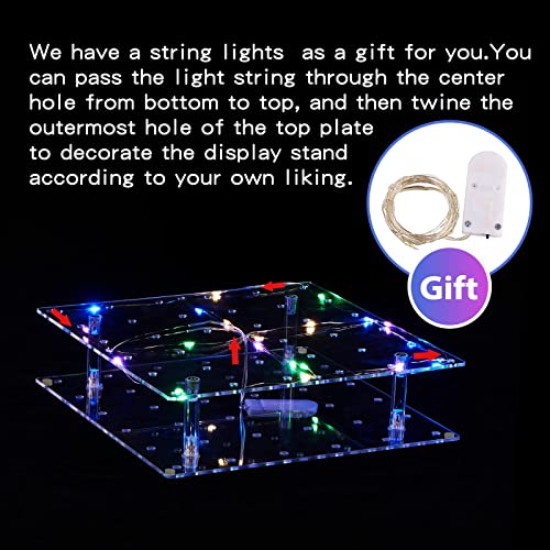ANMEISH Acrylic Cake Pop Display Stand, 36 Hole Clear Lollipop Holder with LED String Lights, Ideal for Weddings Baby Showers Birthday Party Anniversaries Holiday Candy Decorative (Colorful Light)