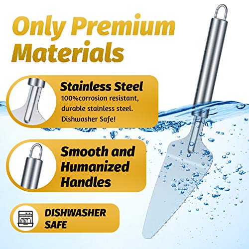 4 Pieces Pie Server Set Stainless Steel Pie Spatula Serrated Cake Cutter with Comfortable Handle, Easy to Grip for Cutting and Serving Desserts Brownies Pizza and Cake