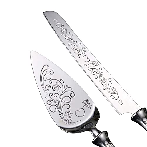 HISSF Cake Knife and Server Set,18/10 Stainless Steel Cake Pie Pastry Servers, Sweet Love Cake Serving Set Perfect For Wedding, Birthday,Home, Parties and Events