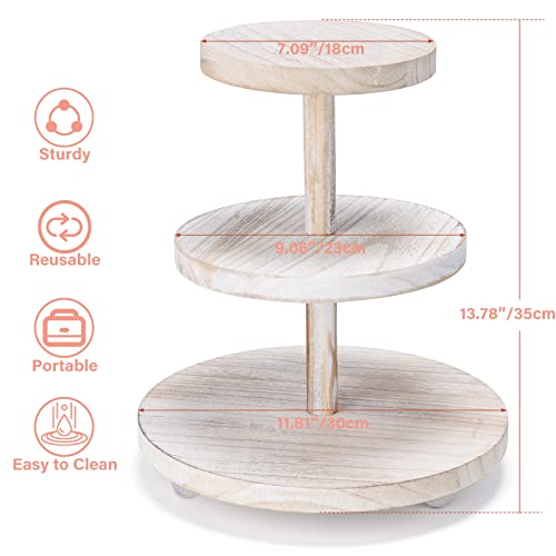 Weselljars 3 Tier Cupcake Stand Round,Wood Cake Stand with Tiered Tray Decor,Rustic Cake Stand,Cupcake Display for Home Tea Party, Birthday, Wedding, Farmhouse Decor,Woodland Baby Shower