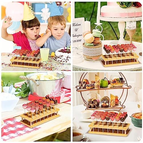 MinBoo Bamboo Cake Pop Stand, 21 Hole Pure Natural Bamboo Cakepops Display Stand, for Weddings, Baby Showers, Birthday, Party