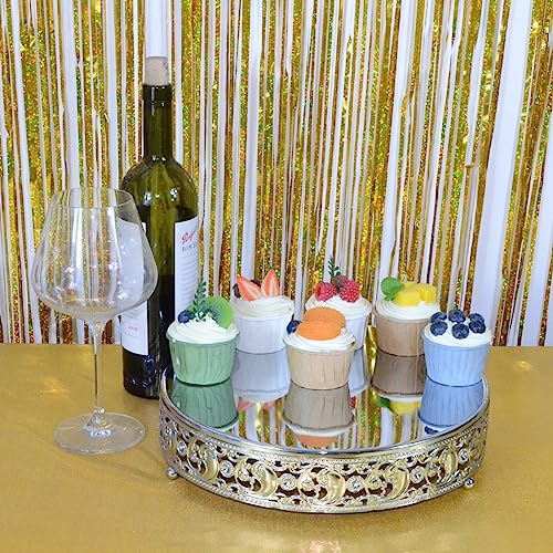 12 in Cake Stand Metal Cupcake Stands Dessert Display Plate for Wedding Party Birthday (Silver)