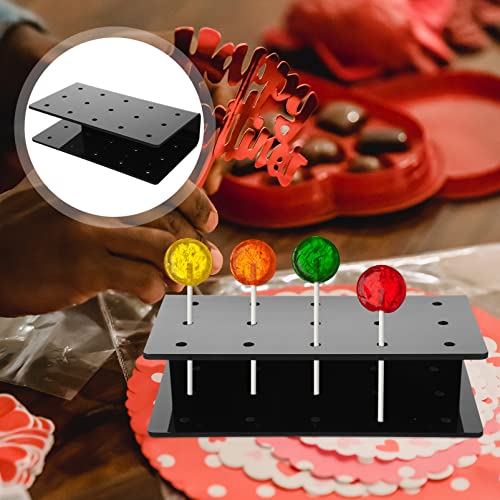 Luxshiny Desktop Stand Acrylic Lollipop Holders Cake Stands 15 Holes Candy Lollipop Display Holders Clear Cake Lollipop Stands Holder (Black) Cake Pops
