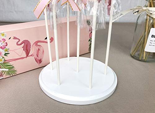 NANGOPOP 2 Pack Cake Pop Stand - 7 Hole Wood Lollipop Holder Display Round Candy or Sucker Stand for Wedding, Birthday Party, White