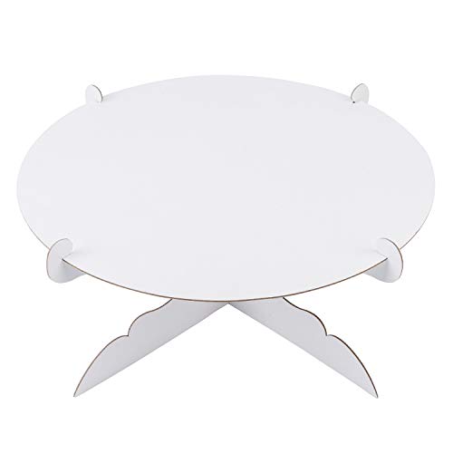 12 inch Cardboard One Tier Cake Stand for Birthday Party Decorate（1，White）