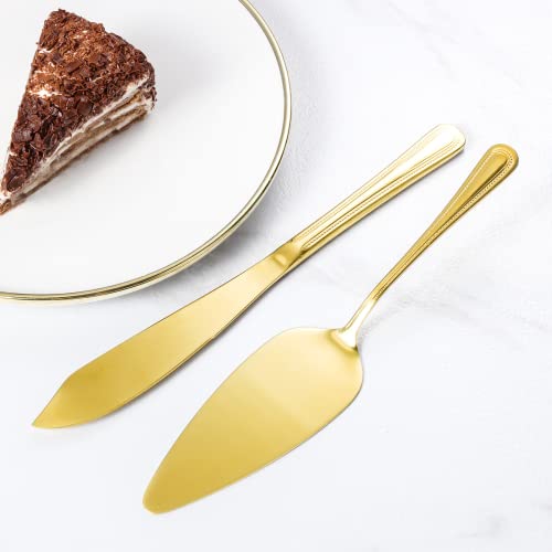 ERVILO Cake Knife and Server Set, Cake Serving Set, Cake Pie Pastry Servers, Stainless Steel Cake Cutting Set Perfect For Birthday, Wedding, Parties and Events.