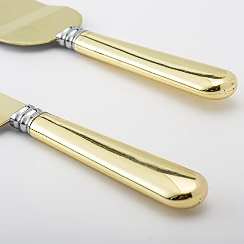 iooiluxry Gold Wedding Cake Knife and Server Set Cake Cutting Set for Wedding Cake Cutter & Pie Server Set for Birthdays, Anniversary, Parties