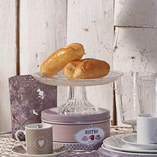 Crosby Street Cake Stand, Pedestal Plate, Vintage Style, Crystal Clear Glass, Distinct All Over Pattern, 7 Inch Diameter