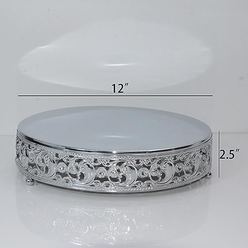 12 in Cake Stand Metal Cupcake Stands Dessert Display Plate for Wedding Party Birthday (Silver)