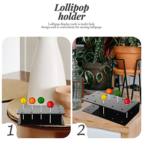 Luxshiny Desktop Stand Acrylic Lollipop Holders Cake Stands 15 Holes Candy Lollipop Display Holders Clear Cake Lollipop Stands Holder (Black) Cake Pops