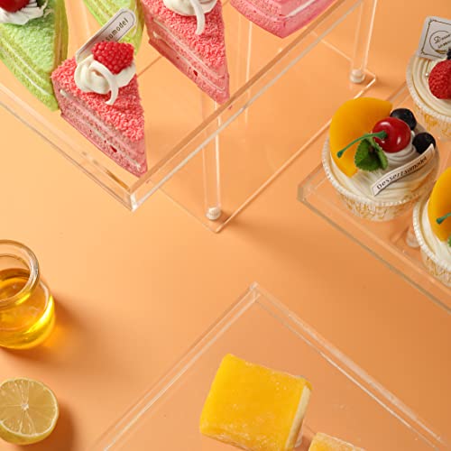 HeiMma 3 Pack Dessert Table Display Set, Clear Acrylic Dessert Display Stands Buffet Risers for Cupcakes Dessert Pastry Food Fruit Candy Treat Bases para Postres de Mesa for Wedding Birthday Party