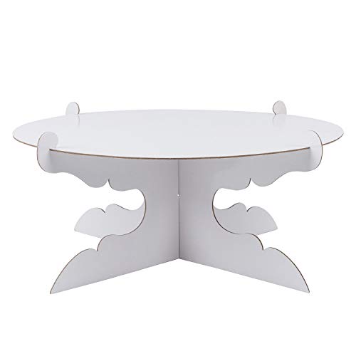 12 inch Cardboard One Tier Cake Stand for Birthday Party Decorate（1，White）