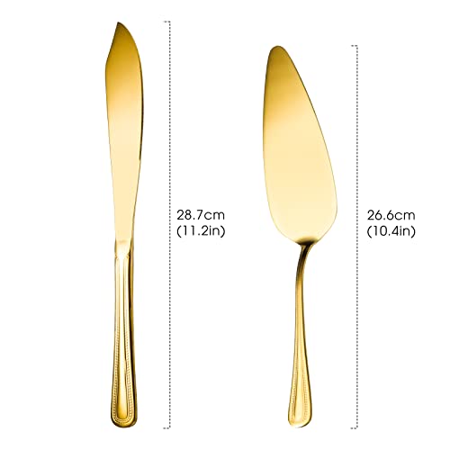 ERVILO Cake Knife and Server Set, Cake Serving Set, Cake Pie Pastry Servers, Stainless Steel Cake Cutting Set Perfect For Birthday, Wedding, Parties and Events.