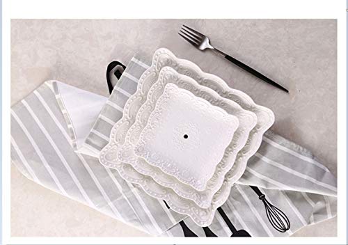 Sumerflos 3 Tier Porcelain Cupcake Stand, Tiered Serving Cake Stand, Square White Embossed Dessert Stand, Weddings Parties Pastry Serving Tray