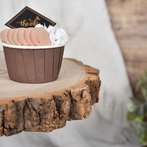Efavormart 14" Tall | 3 Tier Rustic Wood Slice Cupcake Stand, Natural Wooden Cake Stand Dessert Display with Metal Poles