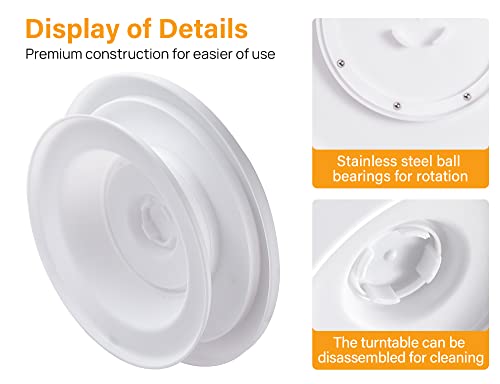 Kootek 11 Inch Rotating Cake Turntable, Turns Smoothly Revolving Cake Stand Cake Decorating Kit Display Stand Baking Tools Accessories Supplies for Cookies Cupcake (White)