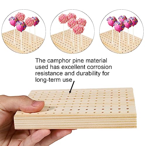 ZAORD 2 Pcak Wooden Cake Pop Stand, 126 Holes Rectangular Cake Pop Holder, Lollipop Cake Stands for Party, Weddings, Baby Showers, Anniversaries Gift