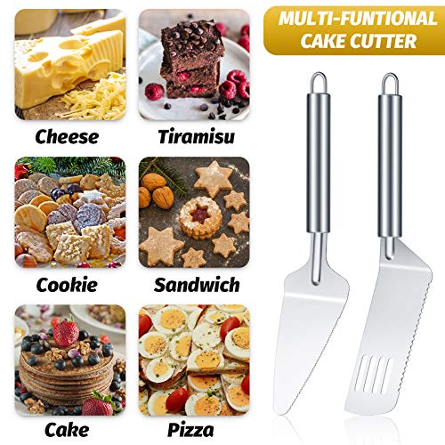 4 Pieces Pie Server Set Stainless Steel Pie Spatula Serrated Cake Cutter with Comfortable Handle, Easy to Grip for Cutting and Serving Desserts Brownies Pizza and Cake