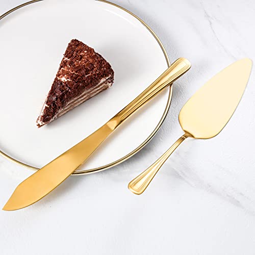 ERVILO Cake Knife and Server Set, Cake Serving Set, Cake Pie Pastry Servers, Stainless Steel Cake Cutting Set Perfect For Birthday, Wedding, Parties and Events.