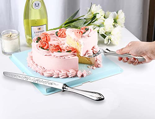 HISSF Cake Knife and Server Set,18/10 Stainless Steel Cake Pie Pastry Servers, Sweet Love Cake Serving Set Perfect For Wedding, Birthday,Home, Parties and Events