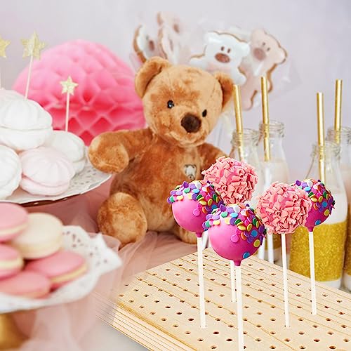 ZAORD 2 Pcak Wooden Cake Pop Stand, 126 Holes Rectangular Cake Pop Holder, Lollipop Cake Stands for Party, Weddings, Baby Showers, Anniversaries Gift