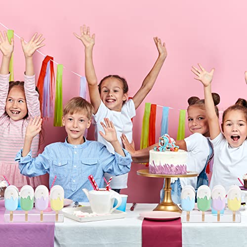 Gejoy 2 Pcs Cakesicle Stand Display Acrylic Cake Pop Stand Reusable Cake Pop Holder Clear Lollipop Holder and 100 Pcs Wood Ice Cream Sticks for Birthday Wedding Baby Shower Parties Dessert Table