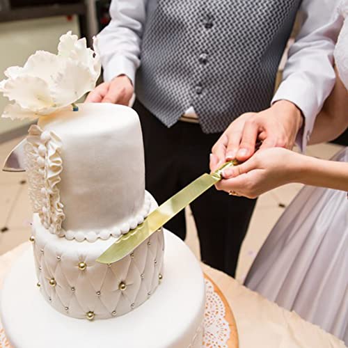 iooiluxry Gold Wedding Cake Knife and Server Set Cake Cutting Set for Wedding Cake Cutter & Pie Server Set for Birthdays, Anniversary, Parties