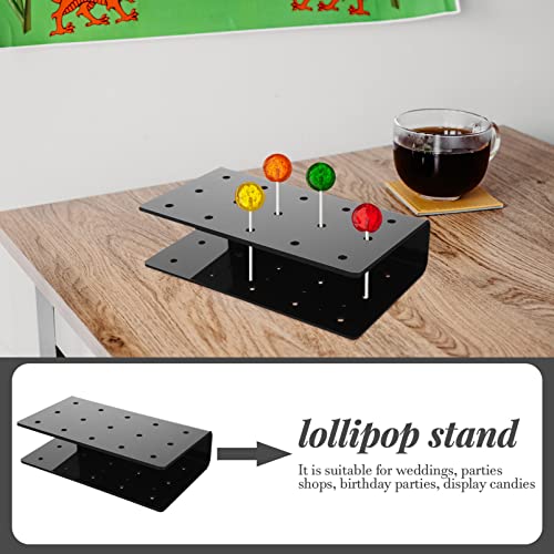Luxshiny Desktop Stand Acrylic Lollipop Holders Cake Stands 15 Holes Candy Lollipop Display Holders Clear Cake Lollipop Stands Holder (Black) Cake Pops