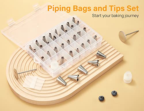 Kootek 42pcs Piping Bags and Tips Set, Cake Decorating Supplies Kits for Baking with 36 Numbered Frosting Icing Tips, 2 Reusable Pastry Bags, Easy Carry Storage Box and Other Baking Tools