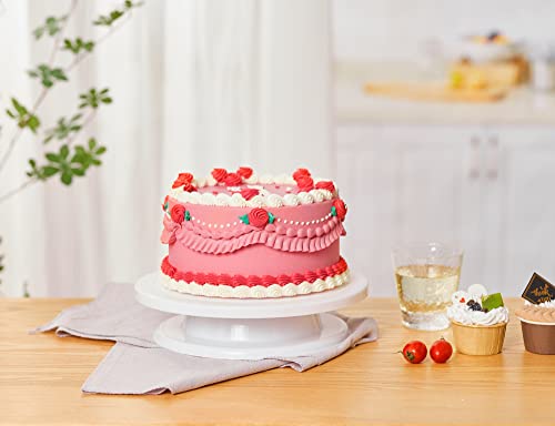 Kootek 11 Inch Rotating Cake Turntable, Turns Smoothly Revolving Cake Stand Cake Decorating Kit Display Stand Baking Tools Accessories Supplies for Cookies Cupcake (White)
