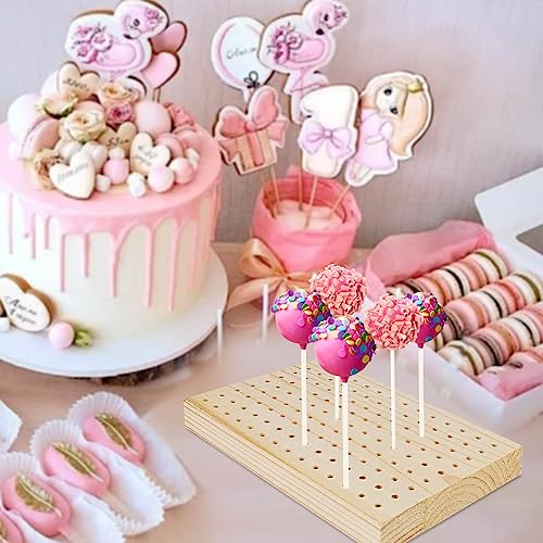 ZAORD 2 Pcak Wooden Cake Pop Stand, 126 Holes Rectangular Cake Pop Holder, Lollipop Cake Stands for Party, Weddings, Baby Showers, Anniversaries Gift