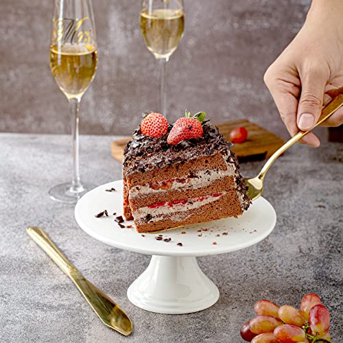 iooiluxry Wedding Cake Knife and Server Set Cake Cutting Set for Wedding Stainless Steel Gold Cake Pie Serving Set Gift for Anniversary Birthday Parties