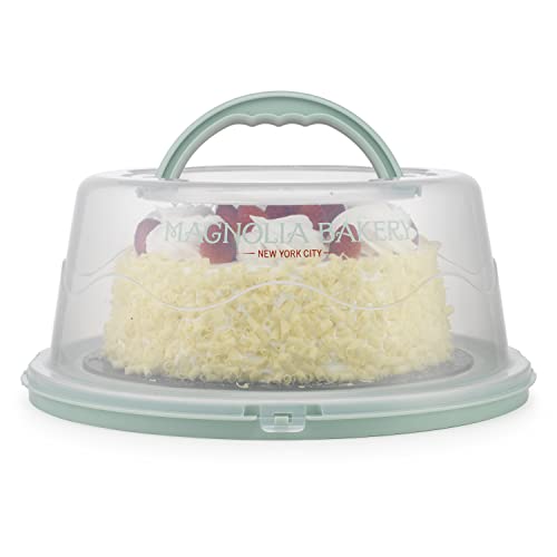 MosJos Round Cake Carrier, BPA-Free Plastic Cake Keeper with Lid, Fits 10” Cakes, Four Secure Side Closures, Dishwasher Safe Cake Transport Container