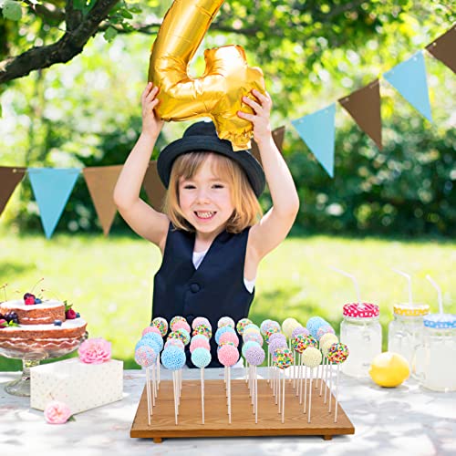 Relaxing Garden Wood Cake Pop Stand /w 300 Pcs Cake Pop Sticks and Wrappers - 48 Holes Cake Pop Holder Stand for Dessert Table- Lollipop Holder for Birthdays, Baby Shower, Weddings or Any Events.