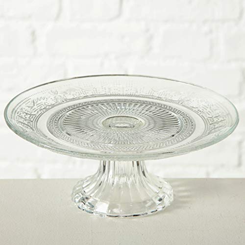 Crosby Street Cake Stand, Pedestal Plate, Vintage Style, Crystal Clear Glass, Distinct All Over Pattern, 7 Inch Diameter
