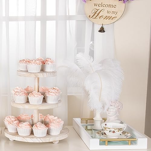 Weselljars 3 Tier Cupcake Stand Round,Wood Cake Stand with Tiered Tray Decor,Rustic Cake Stand,Cupcake Display for Home Tea Party, Birthday, Wedding, Farmhouse Decor,Woodland Baby Shower